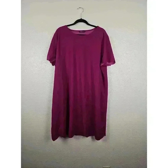 SHEIN Magenta Curvy Casual Crew Neck Short Sleeve Knee Length Dress Size 3XL - Picture 1 of 7